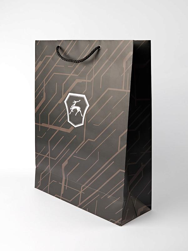 Пакет фирменный черный бумага 350х450х130мм