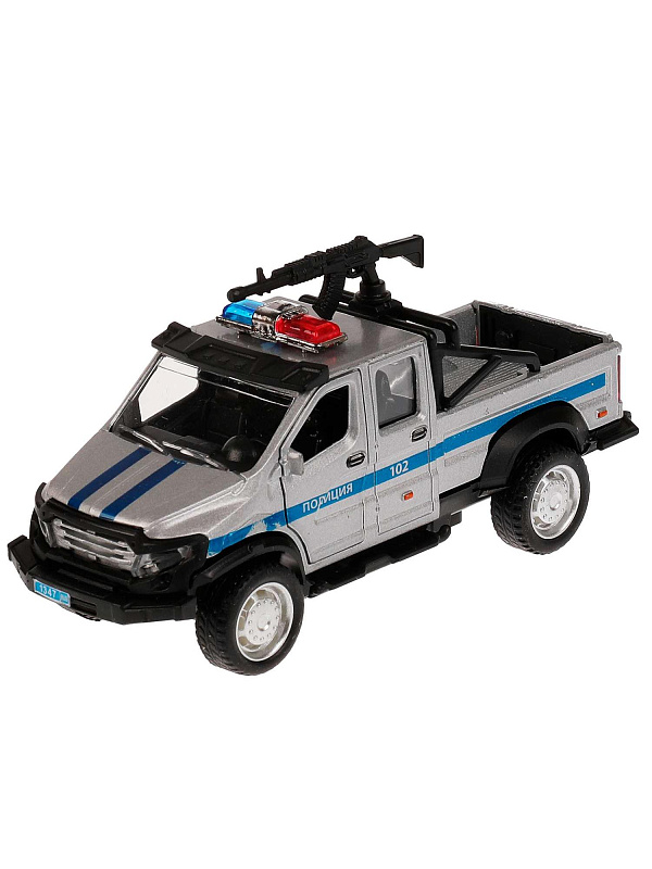 Машина полиция модель детская Вепрь серебристый металл